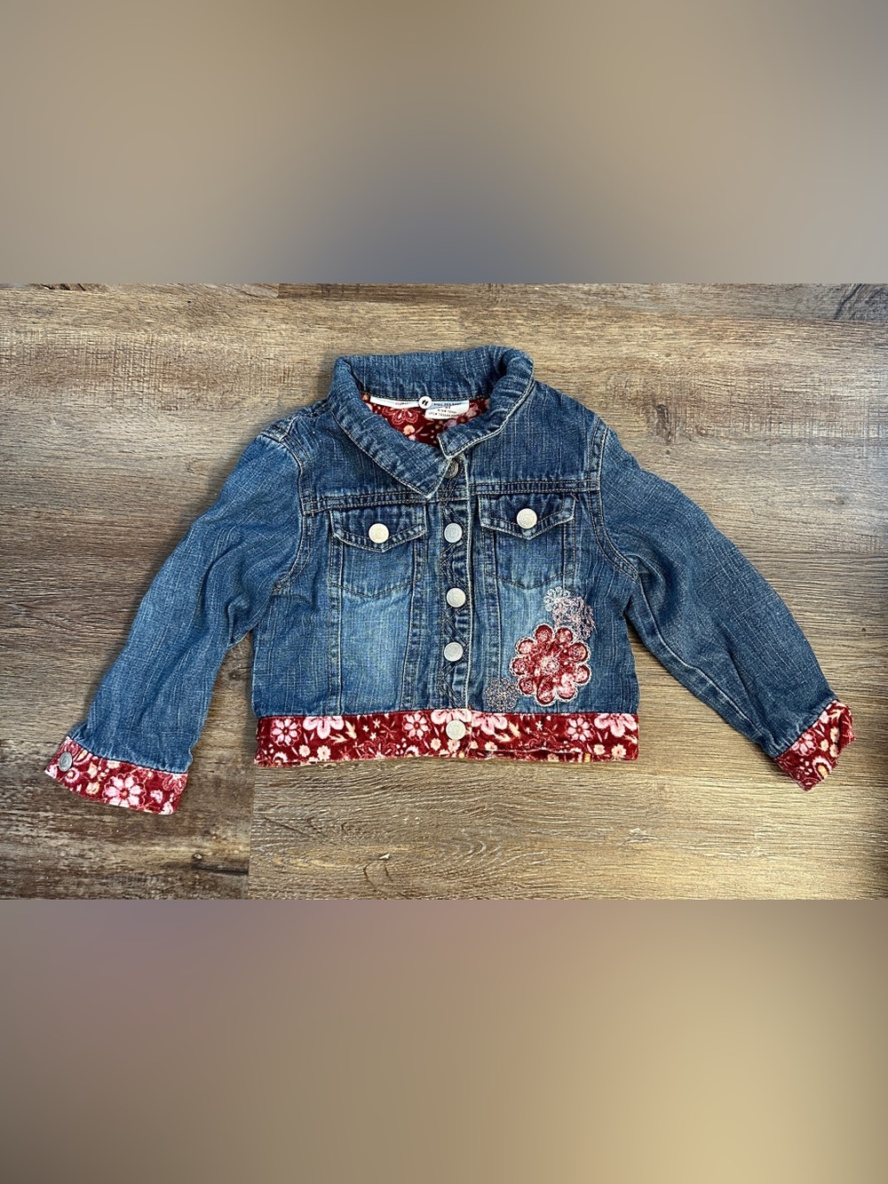 Vintage Y2K Mary-Kate and Ashley Toddler Girls 3T Jean Jacket Floral Embroidery